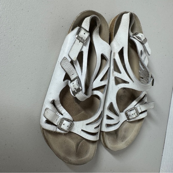 Birkenstock Rare White Cutout Leather Sandals  Comfort Summer Shoes Size 41 - Picture 13 of 15